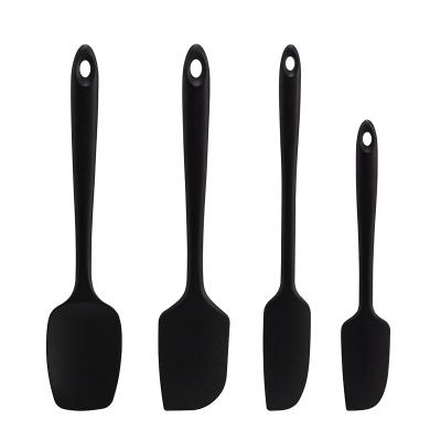 China 4pcs Durable High Temperature Resistant Black Color Silicone Spatula Set Kitchen Utensils Baking Tools for sale