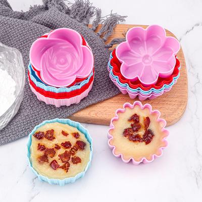 China Heat Resistant Viable Rose Sunflower Different Flower Shapes DIY 6pcs Silicone Cupcake Mold Set Pastry Cake Mold Baking Sets For Kids for sale