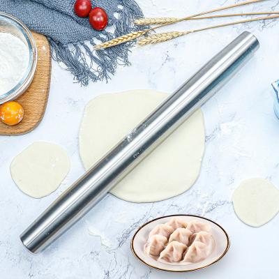 China 45cm Stainless Steel Pastry Manual Pizza Dough Roller Rolling Pin For Kitchen Home for sale