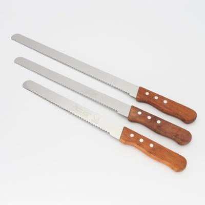 China Amazon Viable Hot Selling 10 12/14 Inch With Wood Handle Serrated Bread Knife Wedding Cake Slicer Knife For Slicing Cakes Breads for sale