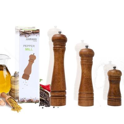 China 5 Inch Workable 8 Inch 10 Inch Wooden Salt And Pepper Grinder Mill Shaker For Manual Seasoning Kitchen Tools for sale