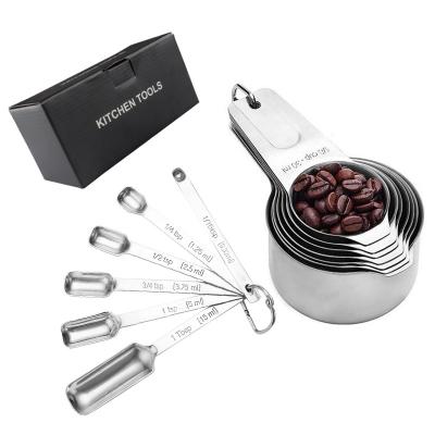 China 13pcs Stainless Steel Stocked Measuring Cup and Spoon Set Stackable Teaspoons Fits in Jars or Spice Liquid for sale