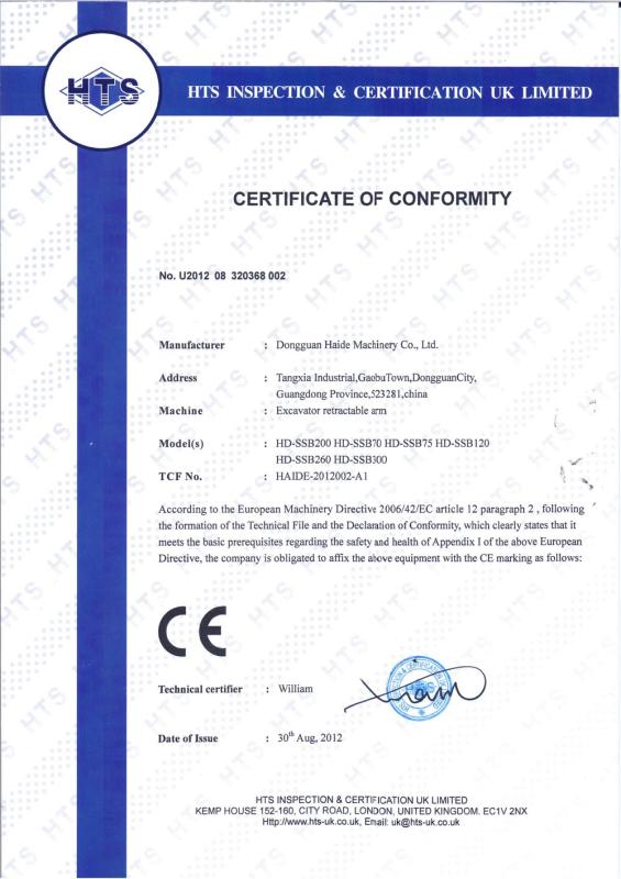 CE - Dongguan Haide Machinery Co., Ltd.