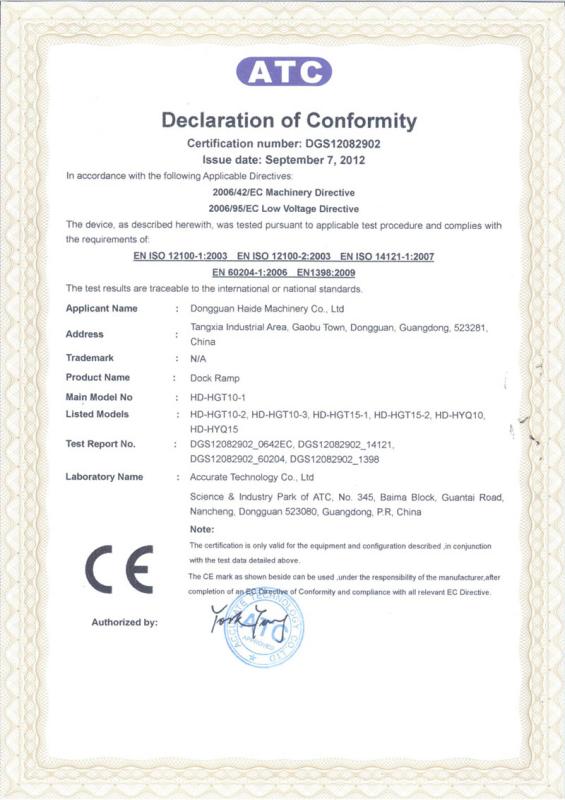 CE - Dongguan Haide Machinery Co., Ltd.