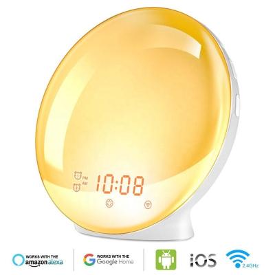 China WIFI Radio Wake Up Light Alarm Clock With Sunrise Sunset Simulation Dual Alarms Sleep Radio Natural Sound USB Charging Port 7 for sale