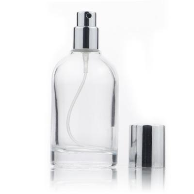 China New Style Round Edge Perfume Bottle Cylinder 100ml Clear Spray Glass Perfume Bottles for sale