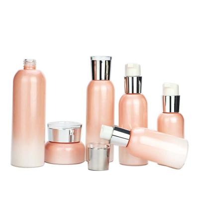 China Cylinder Bottle Set Sales Skin Care Bottle Set 50g Cream Jar Serum Glass Bottle for sale