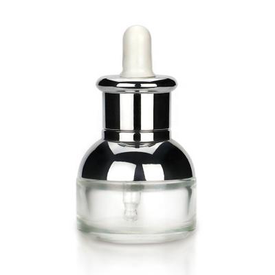 China 20ml Round Flat Around Clear Glass Essential Oil Flat Essence Bottle Dropper Dropper Bottle for sale