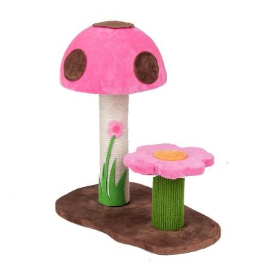 China Wholesale High Quality Latest Stocked Sisal Mushroom and Flower Form Liner Cat Tower Tree Cactus Cat Liner Post for sale