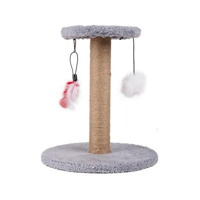 China Manufacturer's Excellent Selling Grinding Claw Stocked Furniture Small Cat Scratching Tower with Feather Ball Cat Scratch Board Nest for sale