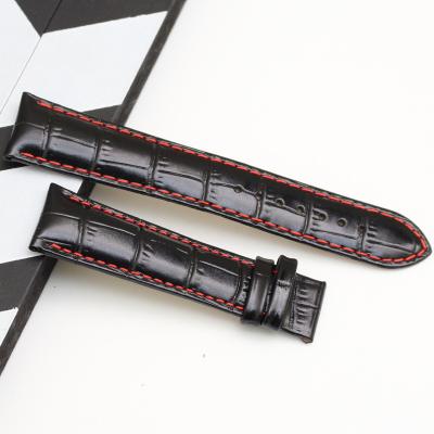 China Fashion Factory Customized Strap Mens Leather Strap Crocodile Pattern Watch Strap for sale