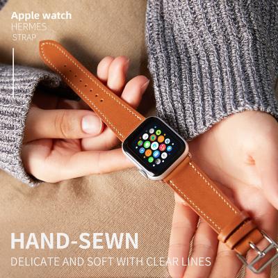 China Fashion\Dress Luxury Popular Factory Outlet For Apple Smart Watch iwatch7/6/5/SE Apple Watch Hand Sewing H Leather Strap for sale