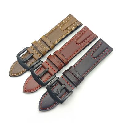 China Fashion Factory Direct Sale For Samsung Galaxy Watch Leather Watch Strap Retro Oil Smart Wax Leather Strap for sale