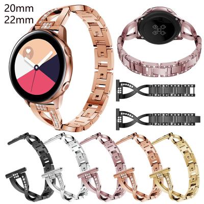 China Fashion\Luxury popular dress suitable for Samsung watchband Galaxy Watch3 active2 X-shaped diamond alloy strap for sale