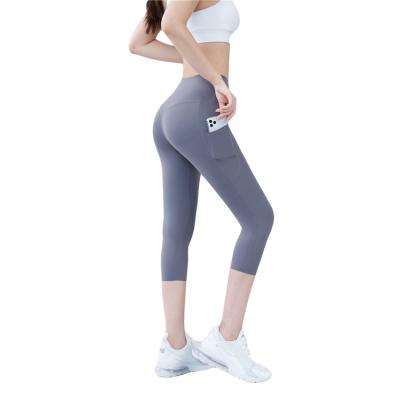 China Hot Selling Breathable Customized Women High Waist Sports Pants Capris Fitness Yoga Crop Leggings for sale