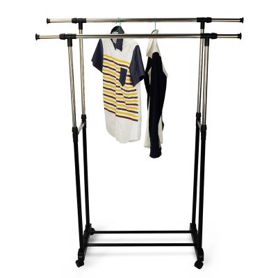 China Durable Professional Standing Rolling Clothing Rack Display With Wheels For Laundry for sale