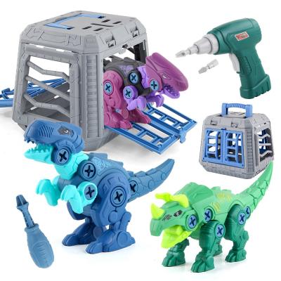 China Young Rod Amazon Source Boy (7-14 years old) Spliced ​​Dinosaur Building Blocks DIY Electric Drill Disassembled Dinosaur Building Blocks Twist Screw Set for sale