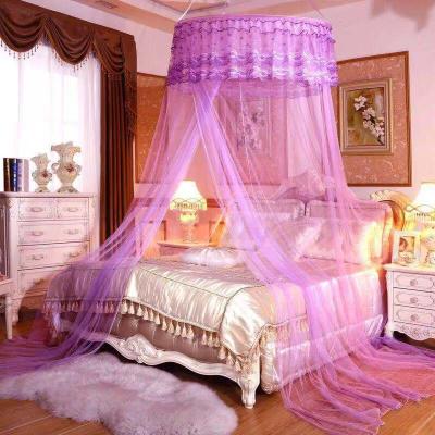 China Folded No Need To Install Double Pattern Luxury Dome Ceiling Mosquito Net for sale