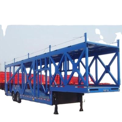 China Car transporter 8 platform 4 axles truck trailer 2 double lowbed semi hydraulic transport flatbed trailers and transporter trucks for sale for sale