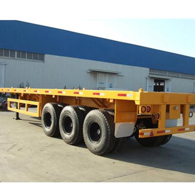 China Truck Trailer 40 Ton 3 Axles Double Axle Truck Flatbed Semi Trailer for sale