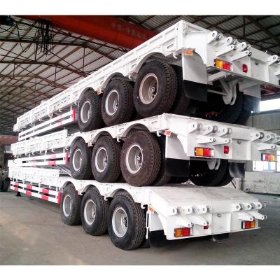 China Truck Trailer Factory 3 Axle 60 Ton Low Bed Semi Trailer Flatbed 20 Ft 40 Ft Semi Trailer for sale