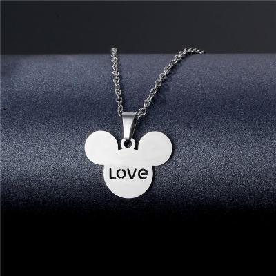 China FASHIONABLE Wholesale Silver Plated Stainless Steel Necklace Jewelry Cute Cartoon Mickey Love Pendent Necklace for sale