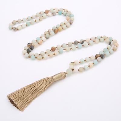 China Male 108pcs Boho Amazon Stone Prayer Beads Religious Handmade Semi-precious Beaded Necklace Islamic Beads for sale