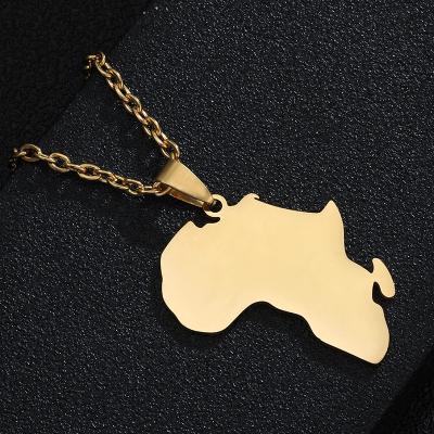 China TRENDY Custom High Quality 18K Gold Pending Couple Necklaces Tasty African Map Pending Non Tarnish Stainless Steel Necklaces Jewelry for sale