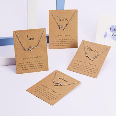 China FASHIONABLE Hot Selling Silver Plated Elegant 12 Zodiac Diamond Astrology Choker Jewelry Female Sign Pendants Birthday Gift Necklace for sale