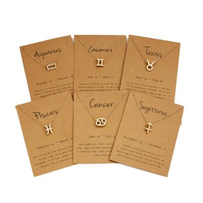 China FASHIONABLE Wholesale 12 Zodiac Sign Necklace Horoscope Pendants Charm Gold Choker Astrology Chain Necklaces for sale