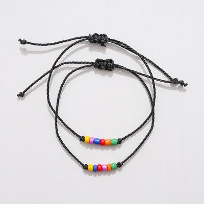 China New Design TRENDY Rainbow Color Beaded Friendship Bracelet Sets Adjustable Handmade Bracelet Jewelry For Couples for sale