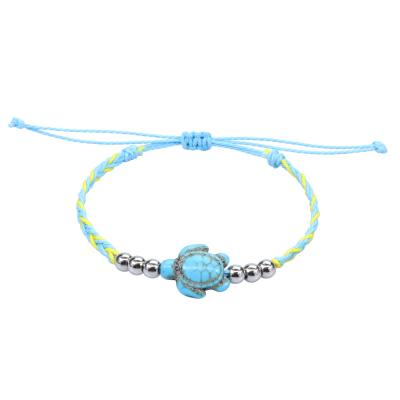 China FASHIONABLE Colorful Braided Boho Bracelet Jewelry Silver Adjustable Beads With Natural Turquoise Turtle Bracelet Jewelry For Women Men for sale