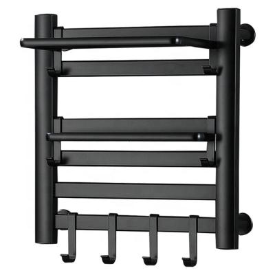 China Electric Heated Towel Heater Storage Double Towel Rack Heater Towel Rack With Hydronic Shower Rack Bathroom Shelf for sale