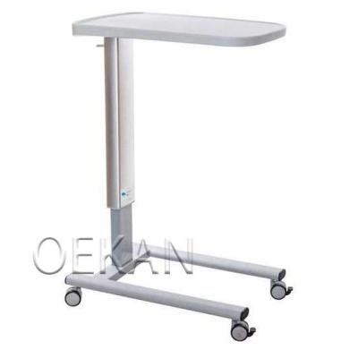 China Modern Overbed Wood Adjustable Height Table Hospital Bedside Medical Dining Table With Wheels for sale