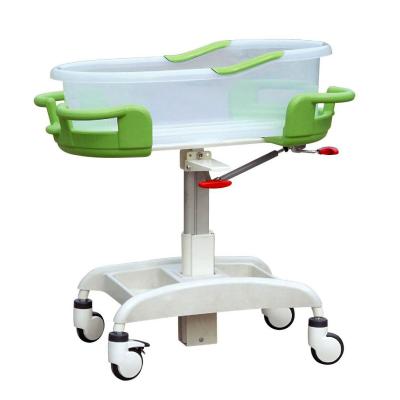 China Contemporary Medical Clinic Furniture Plastic Mobile Baby Crach Cart For Infants Washing Area for sale