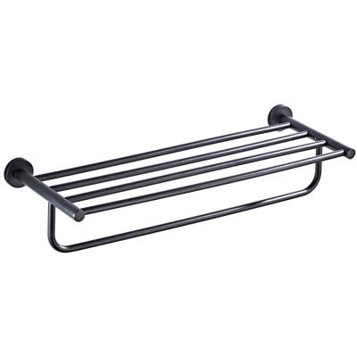 China Wall Mounted BACKREST 50 Cm Bathroom Single All Double Black Round Base Towel Rack for sale