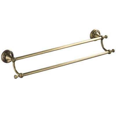 China Retro Style Household Brass Material Bronze Rod Hanging Type Best Selling Bathroom Double Towel Rack 60cm Long for sale