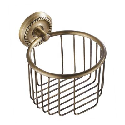 China Wall Mounted Type Round-frame Classic Bronze Bathroom Storage Wall Mounted Brass Small Basket for sale