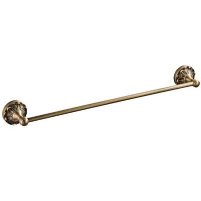 China BACKREST Embossed Round Chassis All Process Bathroom Single-Bar Copper Material Bronze Plating Wall Mounted Towel Rack F6101 for sale