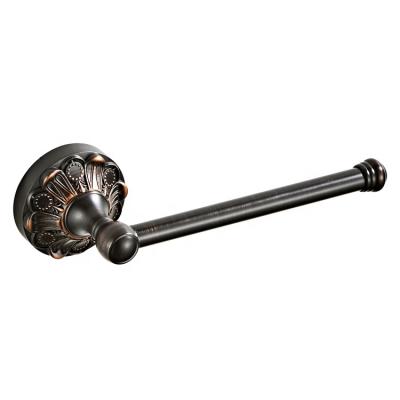 China Modern Retro Black Round Bottom Embossed Single Wall Mounted Plate Brass Hardware Toilet Paper Holder for sale