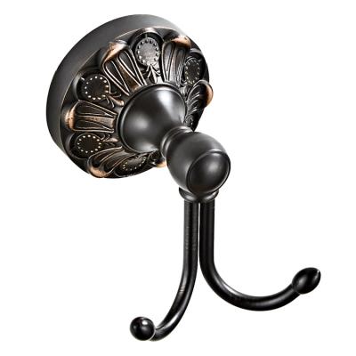 China Modern black round retro embossed chassis, brass material bracket, wall mounted installation, coat hook for sale