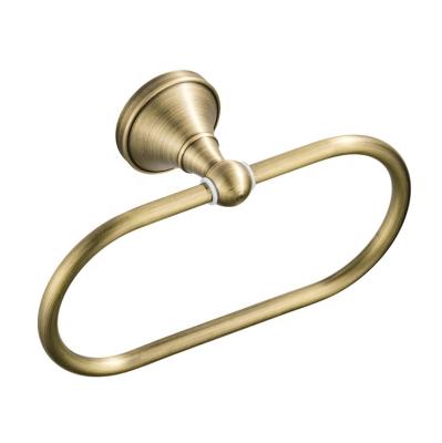 China Basic Modern Circular Wall Mounted Installation Brass Material Bronze Plated Oval Towel Ring Stent F6821 for sale