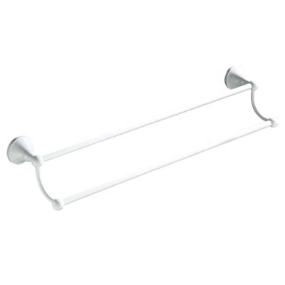 China BRIEF Wholesale 60cm Long Round Single Chassis Bathroom Wall Mounted White Copper Towel Rack T6802 for sale