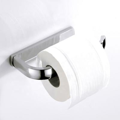 China Modern Chrome Plated Simple Design Outdoor Brass Material Bathroom Wall Mounted Toilet Paper Towel Holder for sale