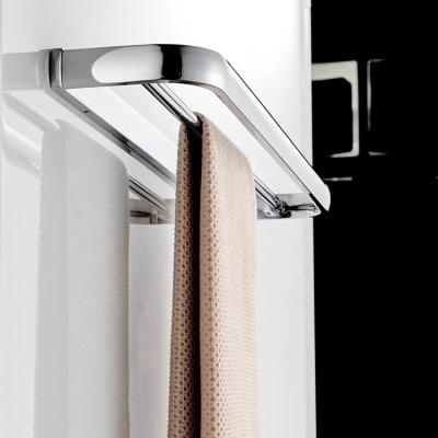 China 57cm Long Chrome Plated Brass Material Wall Mounted Modern Hardware Pendant Style Double Rod Bathroom Single Towel Racks for sale