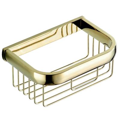 China Wall Mounted Type 20cm Long Gold Plated Brass Grid Wall Hanging Bathroom Storage Welding Basket G8517 for sale