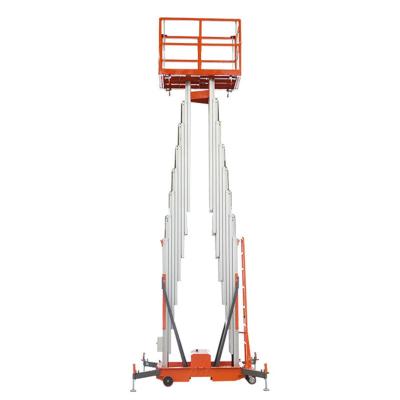 China Qiyun CE ISO 12m AC 220V Hydraulic man lift Manual Three Mast Aluminum Alloy Lift Used for Aerial Working Platform for sale