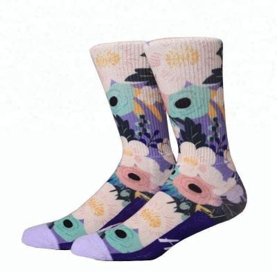 China Colorful Digital 3d Print 360 Degree Socks Custom Made Antibacterial Seamless Floral Design Unisex Cotton for sale