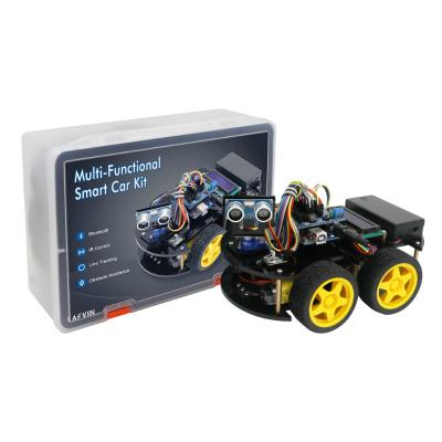 China DIY Multifunctional Smart Starter LAFVIN Robot Car Kit for Arduino Set with Ultrasonic Sensor R3 BT Module Line Tracking Module for sale