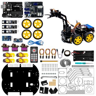 China LAFVIN Kit Mechanical 4WD Robot Arm Car Programming Kit For Arduino STEM Toys Set Robot Arm Programmable/Support Android for sale